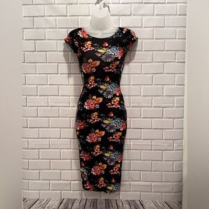 UK2LA women floral black stretch dress/size SP